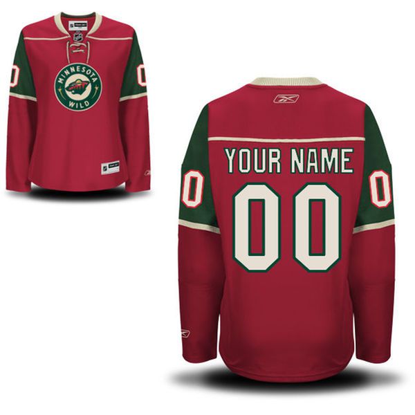 Reebok Minnesota Wild Women Premier Home Custom NHL Jersey - Red->youth nhl jersey->Youth Jersey